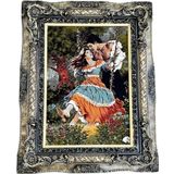 Çardaktaki Çift Adlı İran Tebriz Halı Tablo 97x76cm - Duvar Halı Kilim Tablo
