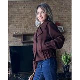 Cardella Premium Kalite Kadın Kısa Kaşe Kaban | Trend Oversize Muadil Model - 42 - Acı Kahve