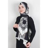 Cardion Medine Desenli Şal 1896-8 Siyah-Beyaz