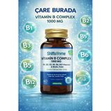 Çareburada B Complex Kapsül 1000 Mg 60 Kapsül (Biotin, Folat, Kolin, Vitamin B1, B2, B3, B5, B6, B12)
