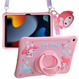 Carechoi iPad 10. Nesil Kılıf 2022 için Kickstand Kordonlu Yumuşak Karikatür Silikon Kılıf Kız Çocuklar için Sevimli Koruyucu Tablet Kılıfı iPad 10. Nesil 10.9 inç 2022 (Pembe)