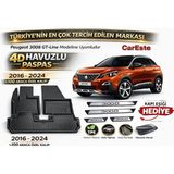 CarEste Peugeot 3008 Gt-Line 2016-2024 4d Havuzlu Paspas Araca Özel Tpe + Kapı Eşiği Hediye - Siyah