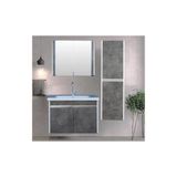 Caretta Destek 80 cm Banyo Dolabı - Retro Gümüş - Beyaz