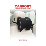 Carfort Büyük Visco Araç Boyun Yastığı Ortopedik Oto Koltuk Boyun Desteği Siyah - Ergo Travel Siyah
