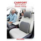 Carfort Büyük Visco Araç Boyun Yastığı – Visco Araç Bel Yastığı Takım - Gri - Ergo Travel