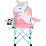 Caribbo Unicorn Şekilli Çocuk Kamp Sandalyesi - %100 Polyester, Su Geçirmez, Taşıma Çantalı, Bardak Bölmeli, Pembe
