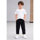 Caribou Çocuk Duble Paça -Beli Lastikli , Jogger Pantolon Okul Jogger(Bir Beden Büyük Tercih Edebilirsiniz) - Siyah - 11 - 12 Yaş