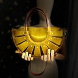 Carıdea El Yapımı Hakiki Deri Bayan Çanta, Clutch, El Omuz Çantası V10 - Hardal