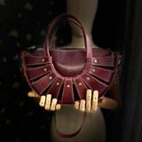Carıdea El Yapımı Hakiki Deri Bayan Çanta, Clutch, El Omuz Çantası V60 - Bordo