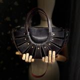 Carıdea El Yapımı Hakiki Deri Bayan Çanta, Clutch, El Omuz Çantası V61 - Siyah