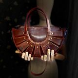 Carıdea El Yapımı Hakiki Deri Bayan Çanta, Clutch, El Omuz Çantası V69 - Kahverengi