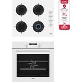Carino 0+3 Fonksiyon Dijital Beyaz Power Turbo 2'li Cam Ocaklı Ankastre Set (Fırın+Ocak)