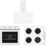 Carino 4 Fonksiyon Mekanik Beyaz Power Turbo 3'lü Cam Ocaklı Ankastre Set (Fırın+Ocak+Davlumbaz)