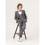 Carinos Erkek Çocuk Rozetli Cep Mendil Detaylı Takım Elbise (5-9 Yaş Arası) - 6 Yaş - Siyah