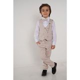 Carinos Planet Yelekli Erkek Çocuk Takım Elbise Bej Renk Slim Fit Tasarım Özel Olaylar İçin - 8 Yaş