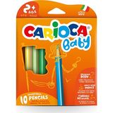 Carioca 10LU Jumbo Üçgen Bebek Kuru Boya Kalemi 3 Adet Ergonomik Tasarım ile 2+ Yaş İçin