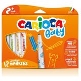 Carioca 12LI Jumbo Bebek Yıkanabilir Keçeli Boya Kalemi Seti 4 Adet 2-4 Yaş İçin Dermatolojik Olarak Test Edilmiş