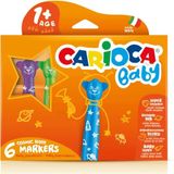 Carioca 42815 Teddy Jumbo Yıkanabilir Keçeli Boya Kalemi Bebek 6 Lı