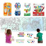 Carioca 4'Lü Boyama Seti + Lino Yapışkanlı Boyama Kağıdı 86X20 Cm Farm