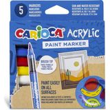 Carioca Akrilik Paint Marker Su Bazli Fırça Uçlu 5'li - Çok Renkli