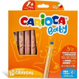 Carioca Baby 3 In 1 Jumbo Ahşap Gövdeli Boya Kalemi 10'lu Eğitici ve Eğlenceli Oyun Seti