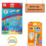 Carioca Baby 6'lı Keçeli Kalem ve Boya Sil Aktivite Kitabı Renkli Eğlenceli Set