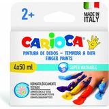 Carioca Bebek Parmak Boyasi 4 Renk 4X50 ml Süper Yikanabilir 2+ Yaş - Ana Renkler