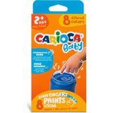 Carioca Bebek Parmak Boyasi 8 Renk 8X50 ml Süper Yikanabilir 2+ Yaş - Ana Renkler