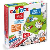 Carioca Boyanabilir Puzzle City And Jungle 70 x 50 cm. 35 Parça Çift Taraflı + 12 Adet Joy Keçeli Kalem