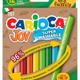 Carioca Eco Family Joy Süper Yıkanabilir Keçeli Boya Kalemi 12 Renk 2.8 mm Uçlu 12'li Set - Çok Renkli - Standart