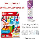 Carioca Joy Mini Uzay Boyama Seti 12'li Keçeli Kalem ve 86X20 cm Boyama Rulosu ile Renkli Eğlence