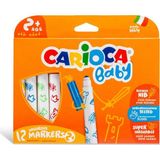 Carioca Jumbo Bebek 12'li Yıkanabilir Keçeli Kalemler Güvenli ve Kolay Kullanım