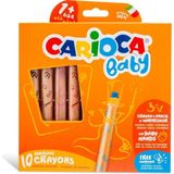 Carioca Jumbo Bebek Ahşap Gövdeli Boya Kalemi 10'lu 3 In 1 Canlı Renkler İtalya Menşeli 42818