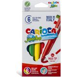 Carioca Jumbo Süper Yıkanabilir Keçeli Boya Kalemi 6'lı Set Çocuklar İçin Güvenli Renkler