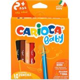 Carioca Jumbo Üçgen Kuru Boya Kalemi 10 Renkli Kalın Gövdeli Set 2-4 Yaş Çocuklar İçin