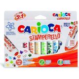 Carioca Stamperello 12 Renk Damga ve Keçeli Kalem Seti Ölçülerle Eğlenceli Sanat Deneyimi 42240