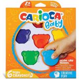 Carioca Teddy Bebek Crayons 6'lı Renkli Kirletmeyen Mum Boyalar 12 Ay ve Üzeri için Özel Tasarım