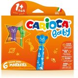 Carioca Teddy Jumbo Bebek Yıkanabilir Keçeli Boya Kalemi 6lı (3 Adet) Renkli ve Toksik Olmayan