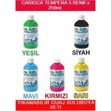 Carioca Tempera Süper Yıkanabilir Guaj Sulu Boya Seti 5 Renk x 250 ml - Renkli