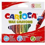 Carioca Wax Maxi 12'li Kalın Pastel Boya - Yıkanabilir ve Glütensiz Güvenli Çocuk Boyası Canlı Renkler