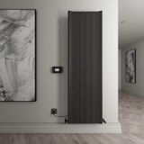 Carisa Boreas Hybrid B Dikey Elektrikli Radyatör Modern Tasarım Siyah 180 x 55,5 cm