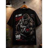 Carismatisort No Pain No Gain King Kong Body Bulding Tişört Tshirt Bay Bayan Erkek Kadın Unisex - Siyah