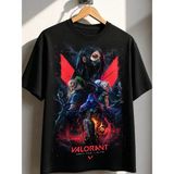 Carismatisort Valorant Oyun Tişört Tshirt Bay Bayan Erkek Kadın Unisex - Siyah