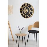 Çarklı Siyah Kasa Gold Rakam Duvar Saati 34 Cm Diğer