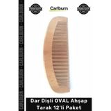 Carlburn #AhşapTarak Doğal Kayın Ağacı Tasarım Profesyonel Lüks Set Dar Dişli OVAL Ahşap Tarak 12'li Paket