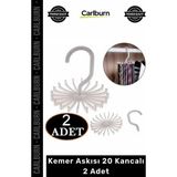 Carlburn #askı Gardırop Dolap Içi Düzenleyici Organizer Döner Kravat Kemer Askısı 20 Kancalı 2 Adet - Tek Ebat - Çok Renkli