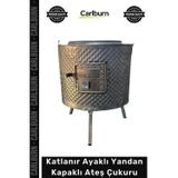 Carlburn #AteşÇukuru Krom Paslanmaz Dış Mekan Bahçe Dağ Evi Şöminesi Isıya Dayanıklı Katlanır Ayaklı Yandan K