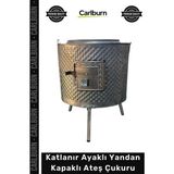 Carlburn #ateşçukuru Krom Paslanmaz Dış Mekan Bahçe Dağ Evi Şöminesi Isıya Dayanıklı Katlanır Ayaklı Yandan Kapaklı Ateş Çukuru - Tek Ebat