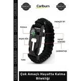Carlburn #Bileklik Kamp Outdoor Paracord Pusula Çakmaktaşı Düdük Çakı Çok Amaçlı Hayatta Kalma Bilekliği