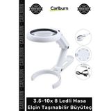 Carlburn #büyüteç Işıklı USB Şarj Edilebilir Katlanabilir 3.5-10X 8 Ledli Masa Elçin Taşınabilir Büyüteç - Çok Renkli - Tek Ebat